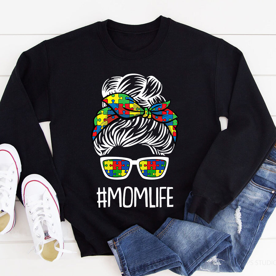Mom-Life Mothers-Day Autism Awareness Mama Mommy  T-Shirt Autism Awareness Shirt