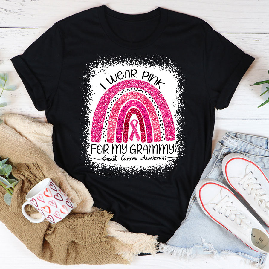 I Wear Pink For My Grammy Breast Cancer Awareness T-Shirt Pink Ribbon Breast Cancer Gift For Women