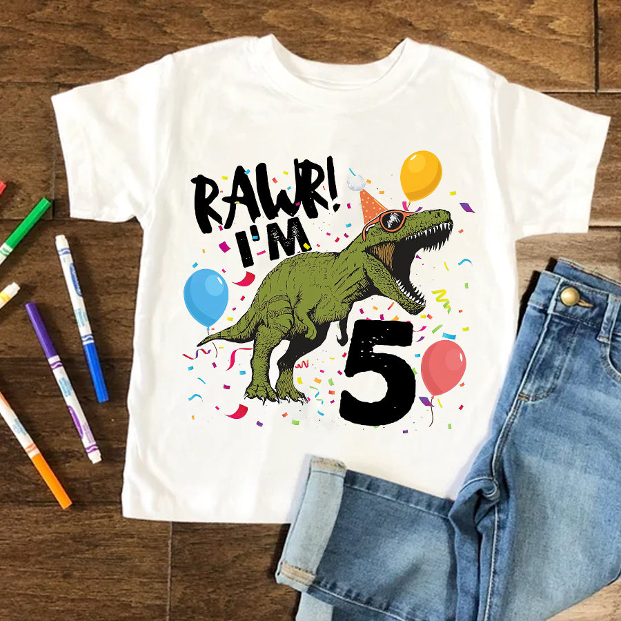 5th Birthday Shirt, Dinosaur Birthday Shirt, Five Birthday Shirt, 5th Birthday T Shirt, Baby Shirt