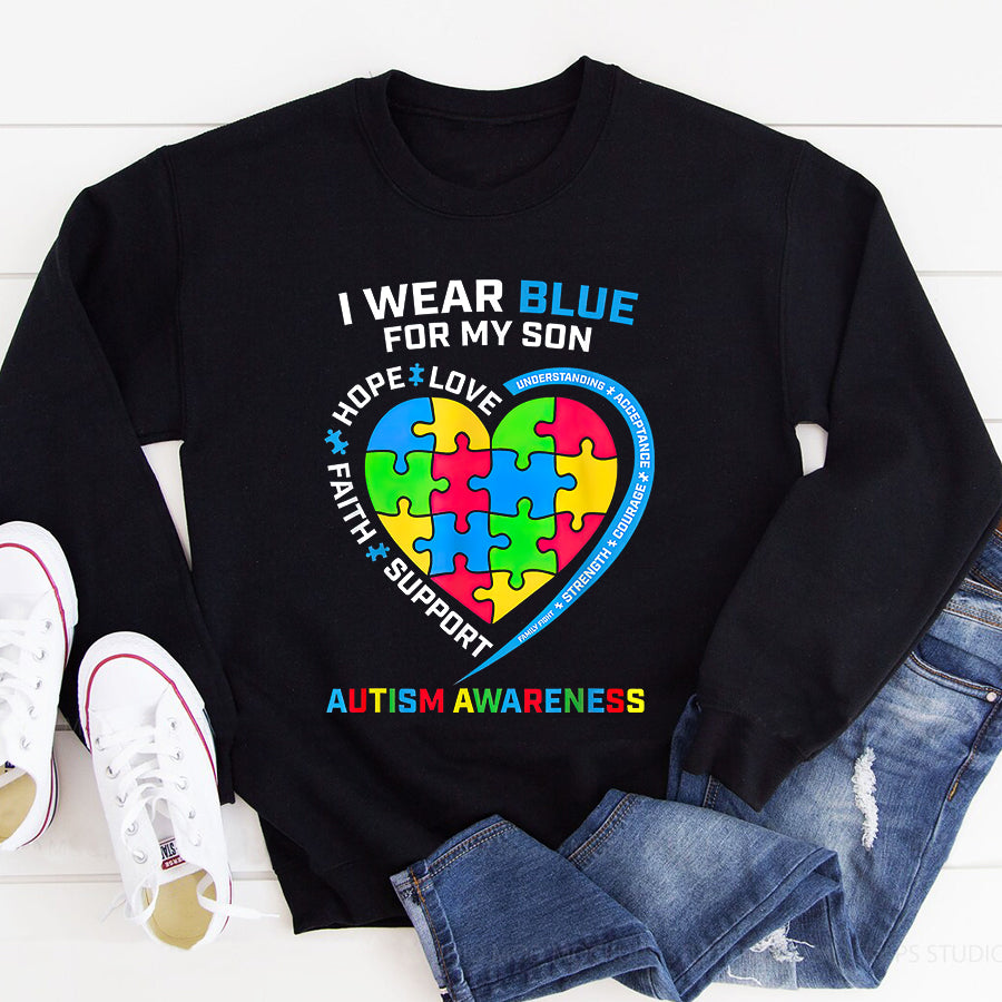 I Wear Blue For My Son Autism Awareness T-Shirt Autism Awareness Shirt