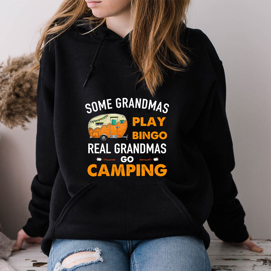 Some grandmas play bingo real grandmas go camping t shirt, Camping lover, Gifts for Grandma cotton shirt for women