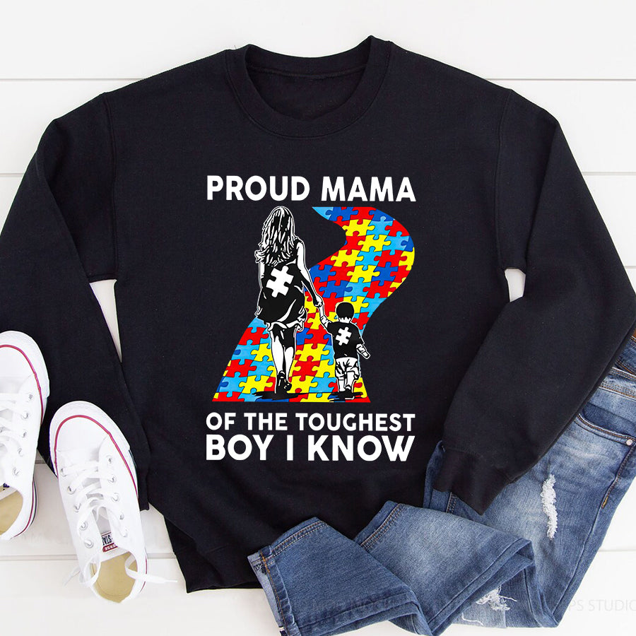 Mom Autism Awareness T-Shirt Proud Mama Of The Toughest Boy I Know Autism Awareness Shirt