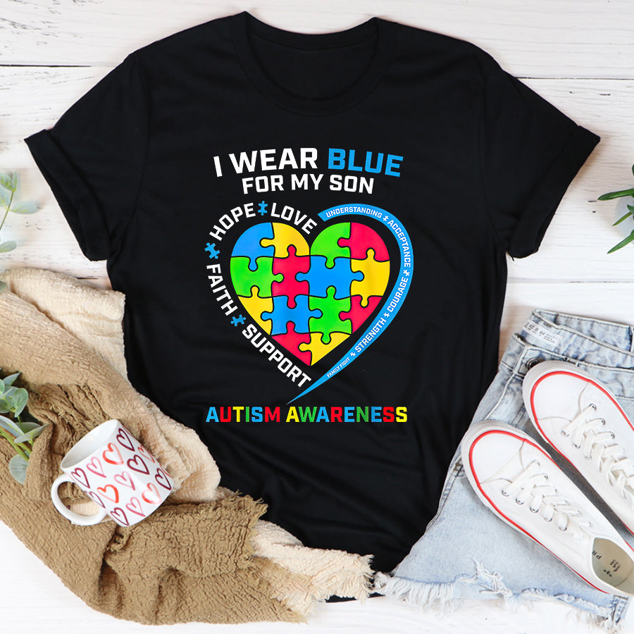 I Wear Blue For My Son Autism Awareness T-Shirt Autism Awareness Shirt