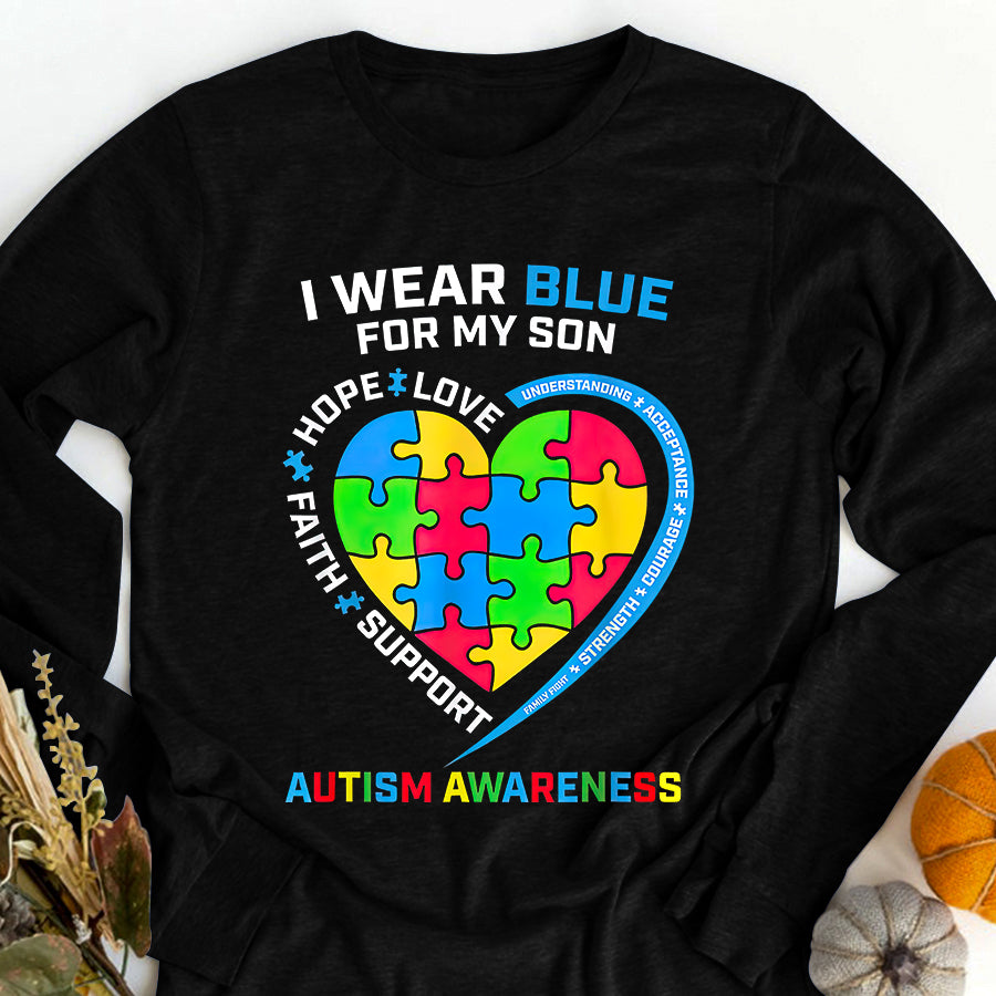 I Wear Blue For My Son Autism Awareness T-Shirt Autism Awareness Shirt