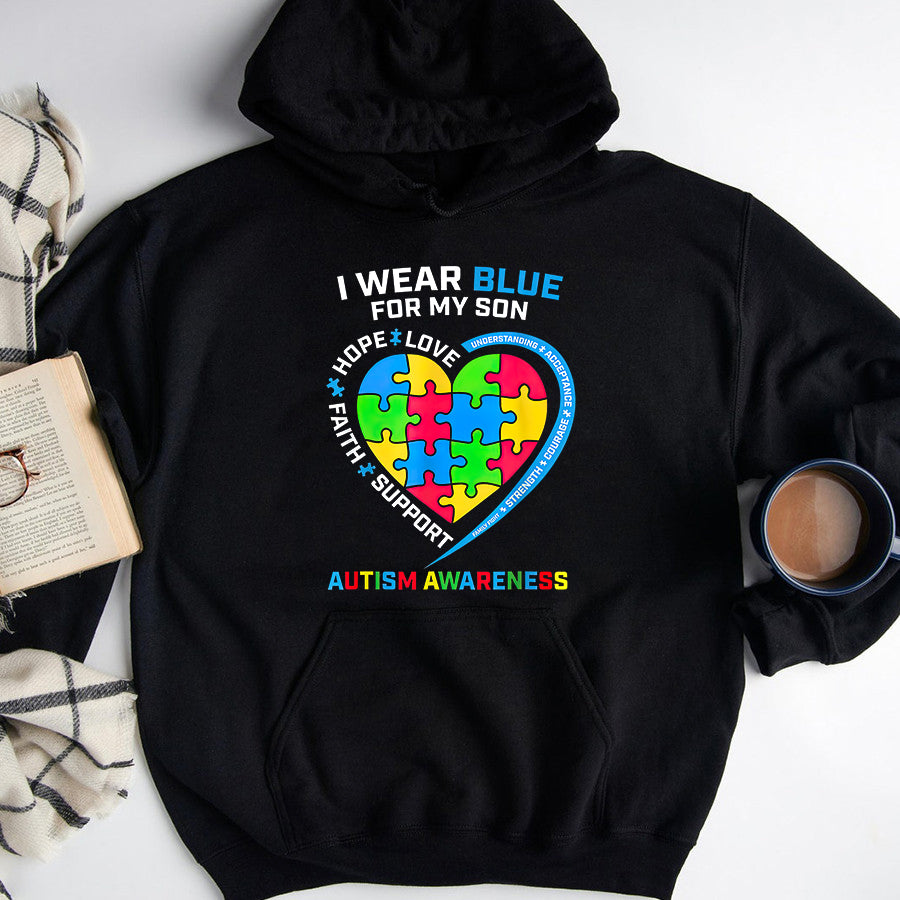 I Wear Blue For My Son Autism Awareness T-Shirt Autism Awareness Shirt