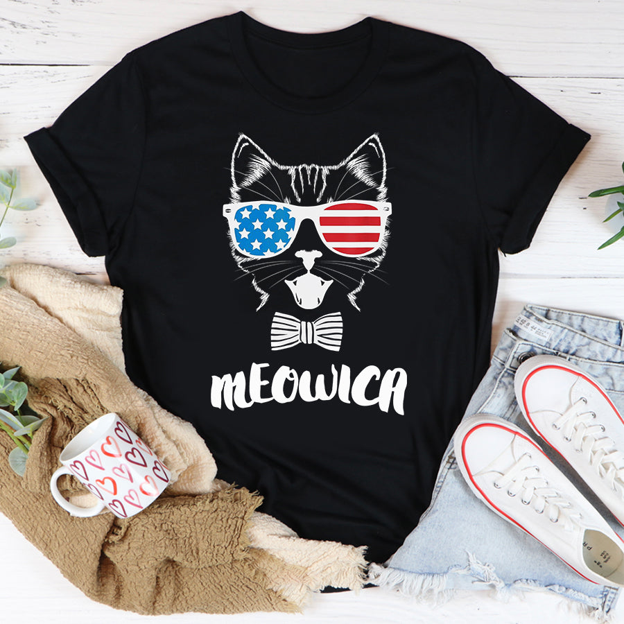 Independence Day Shirt 4th of July Meowica Kitty Cat Shirt T-Shirt