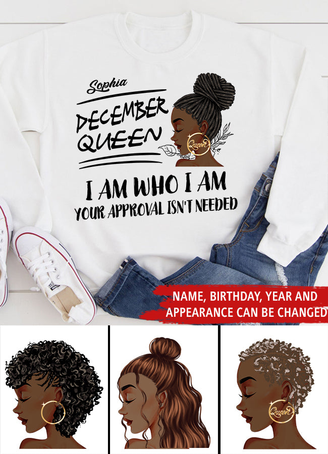 Custom December Birthday Shirt For Woman, Queens Are Born In December Gifts, Melanin Afro Woman Shirt, Black Girl Tee, Afro Queen Gift