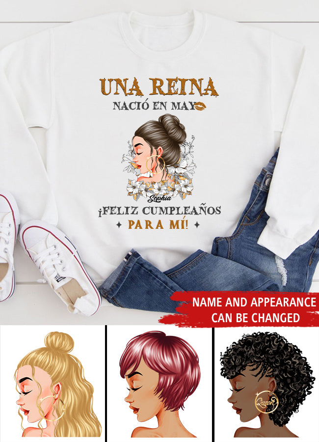 Camisa De Cumpleaños De Mayo, Camisa De Cumpleaños Personalizada, Reinas Nacidas En Mayo, Regalos De Cumpleaños De Mayo, Camisas De Mayo Para Mujeres