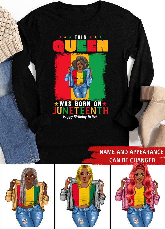 Juneteenth Shirt, Custom Juneteenth Shirt, June 19th Birthday Juneteenth Freedom Black Woman Afro Hair T-Shirt