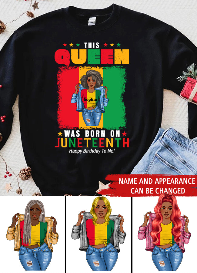 Juneteenth Shirt, Custom Juneteenth Shirt, June 19th Birthday Juneteenth Freedom Black Woman Afro Hair T-Shirt