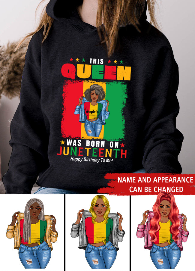 Juneteenth Shirt, Custom Juneteenth Shirt, June 19th Birthday Juneteenth Freedom Black Woman Afro Hair T-Shirt