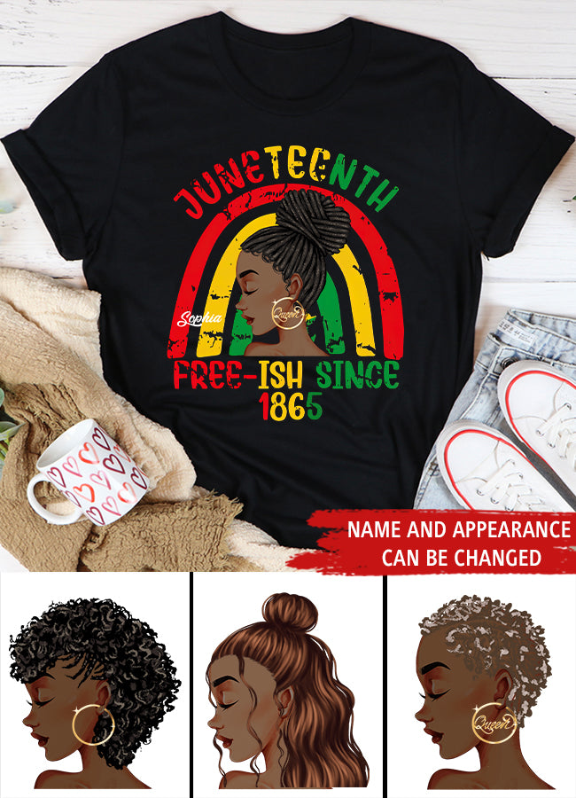 Juneteenth Shirt, Custom Juneteenth Shirt, Free-ish Since 1865 - Juneteenth Day Flag Black Pride