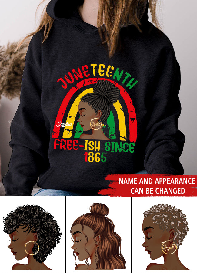 Juneteenth Shirt, Custom Juneteenth Shirt, Free-ish Since 1865 - Juneteenth Day Flag Black Pride