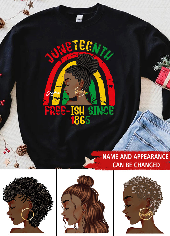 Juneteenth Shirt, Custom Juneteenth Shirt, Free-ish Since 1865 - Juneteenth Day Flag Black Pride