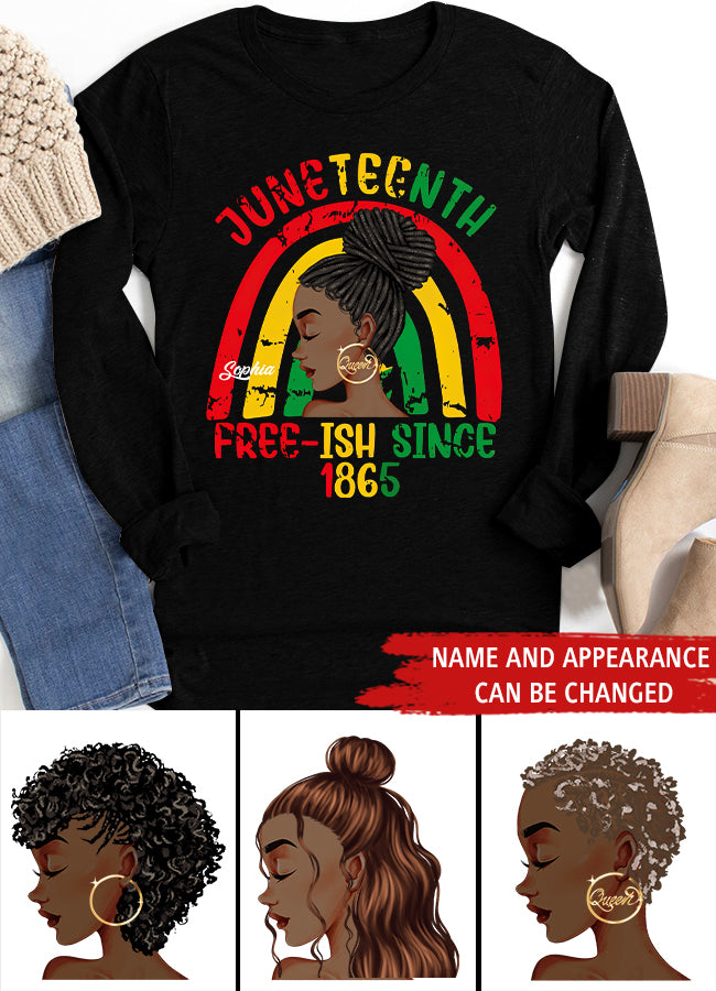 Juneteenth Shirt, Custom Juneteenth Shirt, Free-ish Since 1865 - Juneteenth Day Flag Black Pride