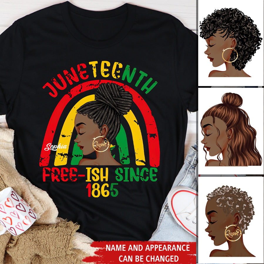 Juneteenth Shirt, Custom Juneteenth Shirt, Free-ish Since 1865 - Juneteenth Day Flag Black Pride