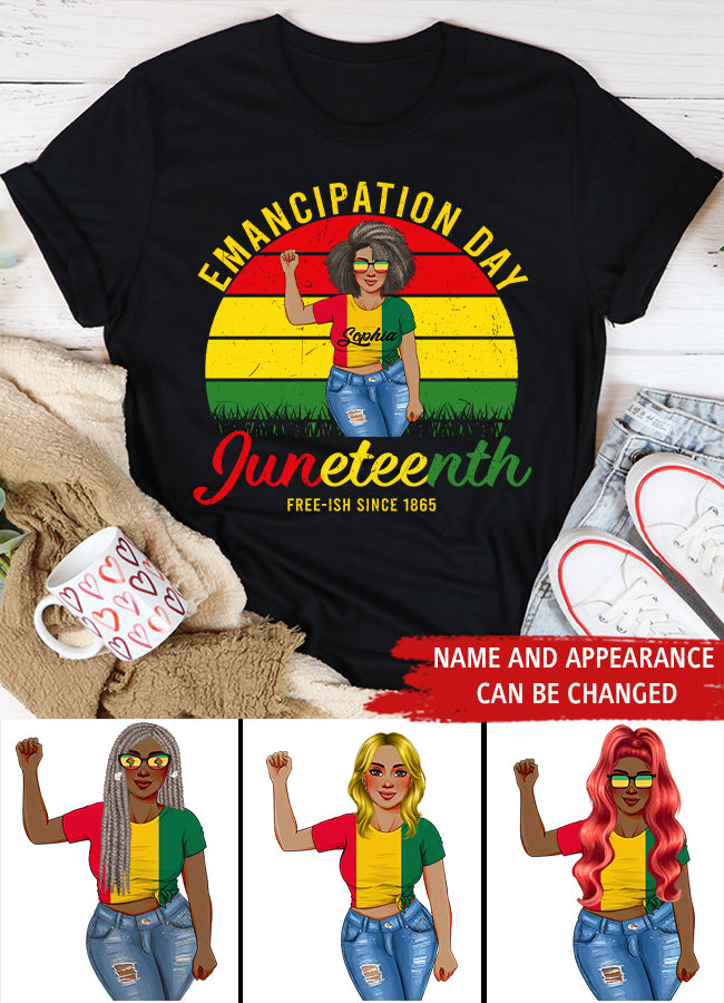 Juneteenth Shirt, Custom Juneteenth Shirt, Juneteenth Emancipation Day Vintage Cool Melanin Black Pride T-Shirt