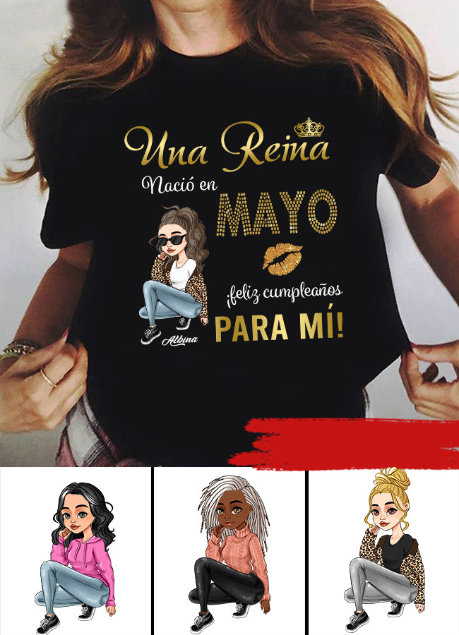Camisa De Cumpleaños De Mayo, Camisa De Cumpleaños Personalizada, Reinas Nacidas En Mayo, Regalos De Cumpleaños De Mayo, Camisas De Mayo Para Mujeres