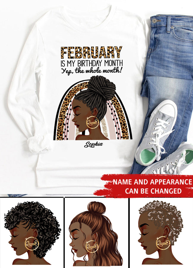 Custom February Birthday Shirt For Woman, Queens Are Born In February Gifts, Melanin Afro Woman Shirt, Black Girl Tee, Afro Queen Gift