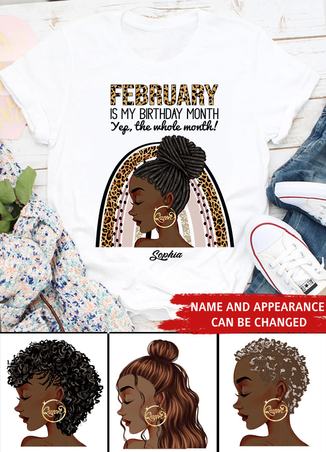 Custom February Birthday Shirt For Woman, Queens Are Born In February Gifts, Melanin Afro Woman Shirt, Black Girl Tee, Afro Queen Gift