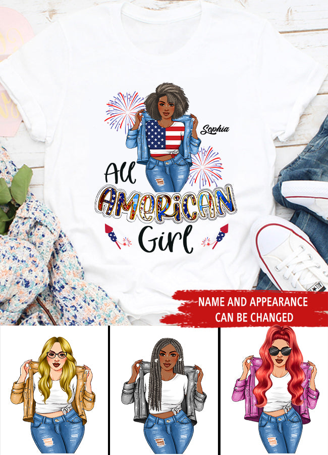 All American Girl 4th of July Shirt, All American Girl Shirt, Independence Day Shirt, 4th of July Gift, Independence Day Gift