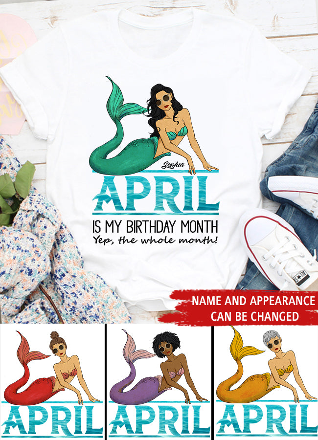 April Birthday Shirt, Custom Birthday Shirt, Queens Born In April, April Birthday Gifts, April shirts for Woman, Mermaid Shirt, Mermaid Gift