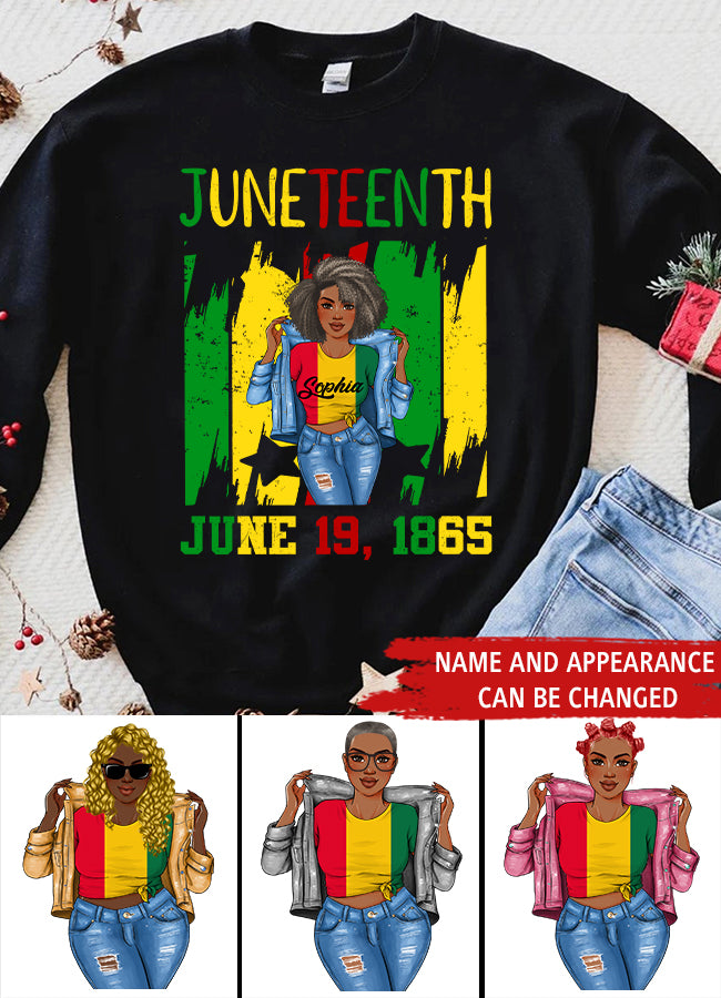 Juneteenth Shirt, Custom Juneteenth Shirt, Juneteenth Is My Independence Day Black Women 4th Of July T-Shirt