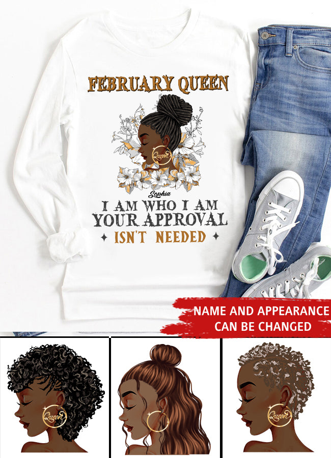 February Birthday Shirt, Custom Birthday Shirt, Queens Born In Custom February Birthday Shirt For Woman, Queens Are Born In February Gifts, Melanin Afro Woman Shirt, Black Girl Tee, Afro Queen Gift, February Birthday Gifts, February shirts for Woman