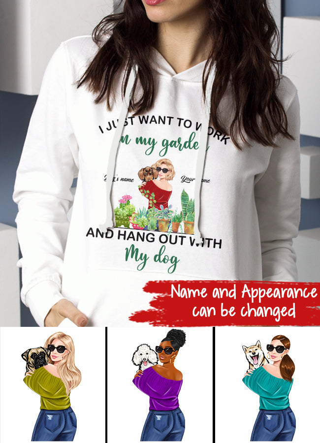 Garden tshirt, Funny Gardening t shirts, t shirt I just want to work in my garden, Gift For Gardeners, Plant Lovers, I just want to work in my garden and hang out with my dog