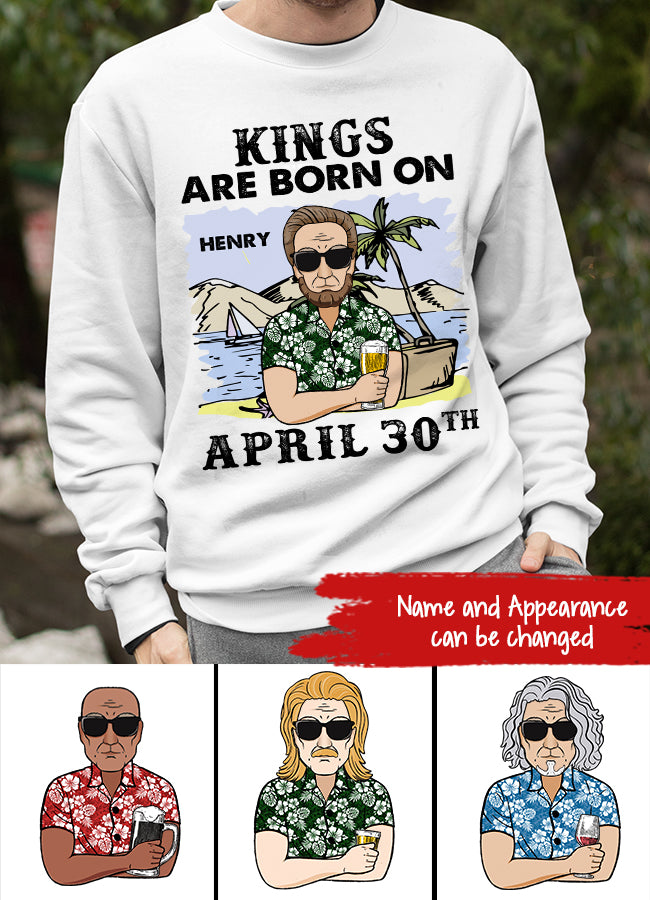 Personalized Birthday T Shirt, Kings Are Born in April t shirt, personalized birthday gifts for him, April Man t shirts, birthday gifts for Men, April birthday shirts for Men