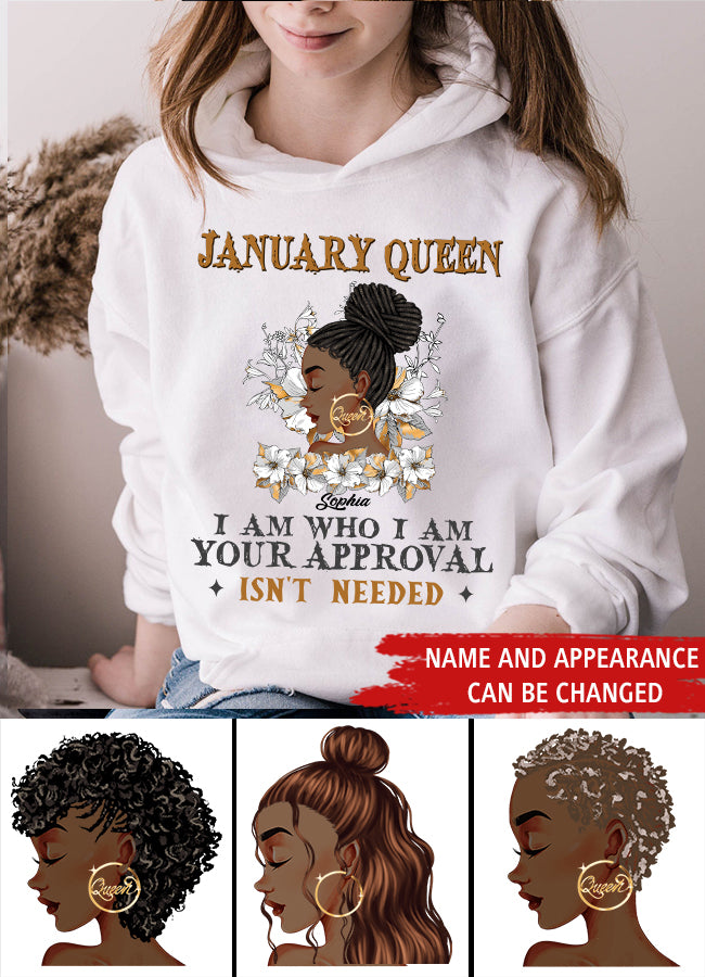 Custom January Birthday Shirt For Woman, Queens Are Born In January Gifts, Melanin Afro Woman Shirt, Black Girl Tee, Afro Queen Gift