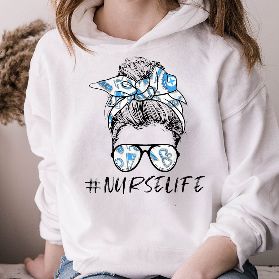 Nurse Shirt Messy Bun Nurse Life for Registered Nurse Tee Nurse's Day T-Shirt Nurses Week Gift