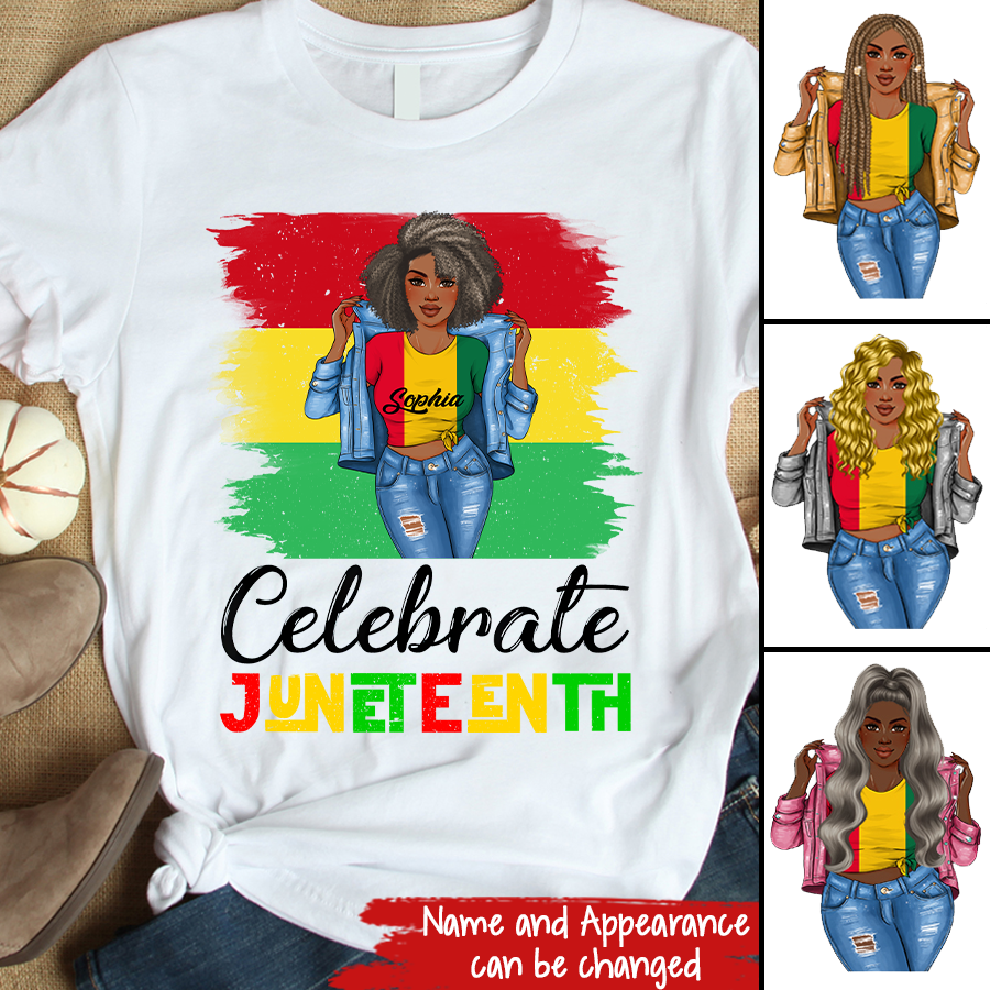 Juneteenth Shirt, Custom Juneteenth Shirt,Celebrate Juneteenth 1865 Black Girl Magic Melanin Women T-Shirt