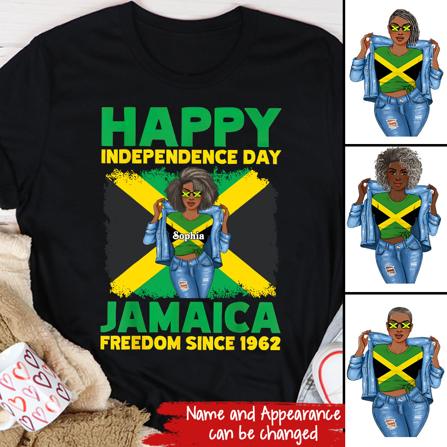 Jamaica Girl Queen Shirt Jamaincan Queen African American Afro Woman Jamaica Flag Gift Happy Independence Day 2022 Jamaica Proud Jamaican T-Shirt
