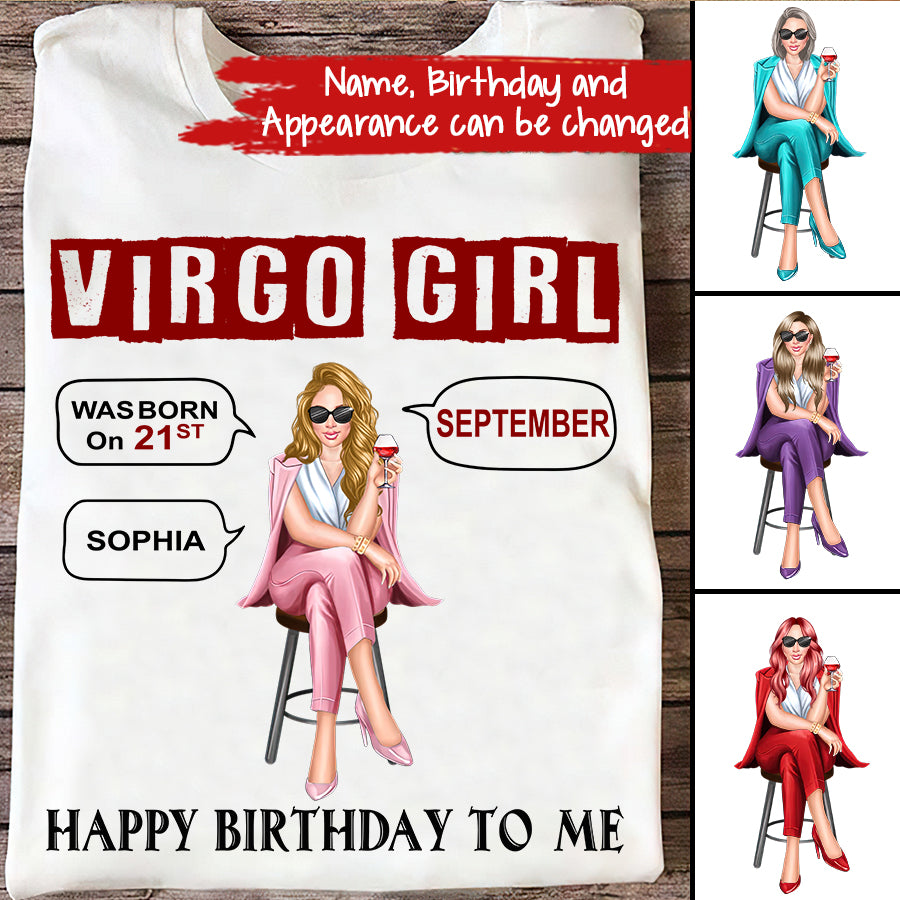 Custom Birthday Shirt, Virgo Zodiac t shirt, Virgo Birthday shirt, Virgo t shirts for ladies, Virgo Queen Birthday shirt