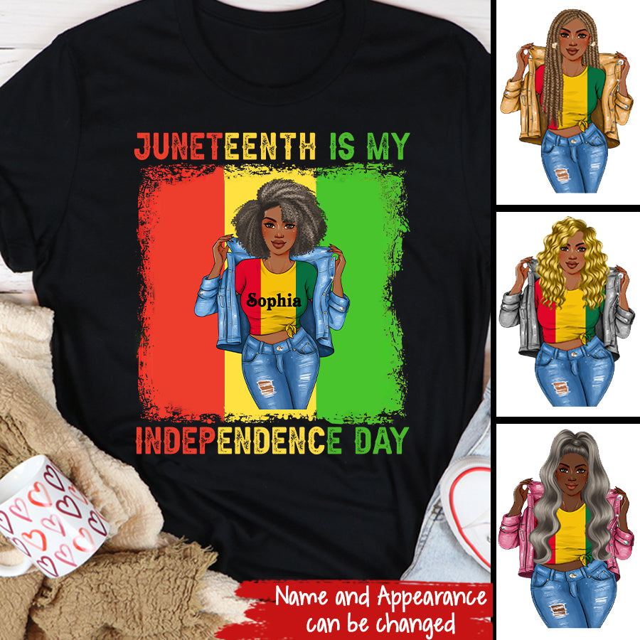 Juneteenth Shirt, Custom Juneteenth Shirt, Juneteenth Is My Independence Day Black Women 4th Of July T-Shirt