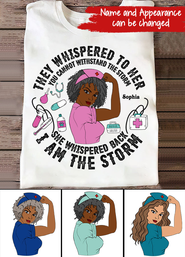 Personalized Nurse Gifts, Peace Love Nurse, They Whispered To Her, You Cannot Withstand The Storm. I Am The Storm,  Cotton Shirt For Women,Nurse Shirts For Work