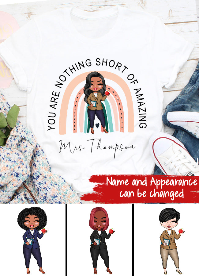 Personalised Teacher Shirt, Lockdown Teacher Gift, Personalised Teacher Gifts, Personalised Book Tee, Teaching Assistant Gift, Rainbow T-shirt