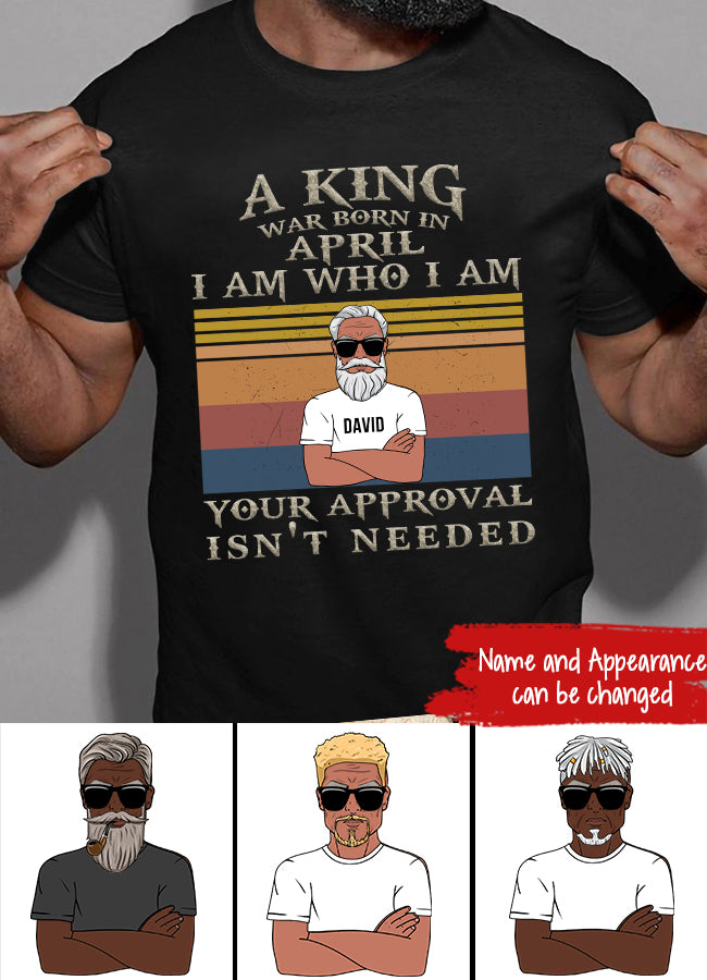 Personalized Birthday T Shirt, Kings Are Born In April T Shirt, Personalized Birthday Gifts For Him, April Man T Shirts, Birthday Gifts For Men, April Birthday Shirts For Men