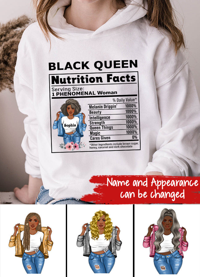 Black Queen Nutrition Facts - Personalized T Shirt- Birthday Gift For Sista, Black Woman