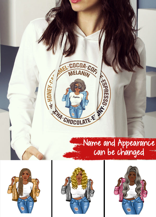 Melanin Shirt, Ebony Chocolate Mocha Espresso Coffee Cocoa Caramel, Nubian Melanin Black Girl Shirt, Afro Woman Shirt, Black Queen Shirt