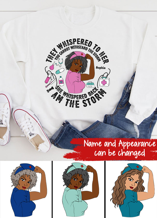 Personalized Nurse Gifts, Peace Love Nurse, They Whispered To Her, You Cannot Withstand The Storm. I Am The Storm,  Cotton Shirt For Women,Nurse Shirts For Work