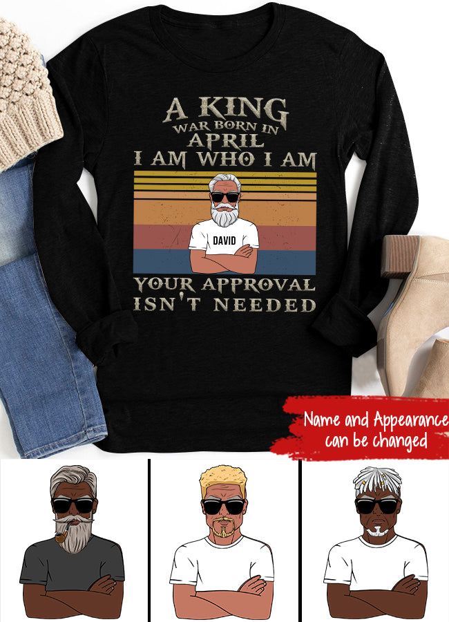 Personalized Birthday T Shirt, Kings Are Born In April T Shirt, Personalized Birthday Gifts For Him, April Man T Shirts, Birthday Gifts For Men, April Birthday Shirts For Men