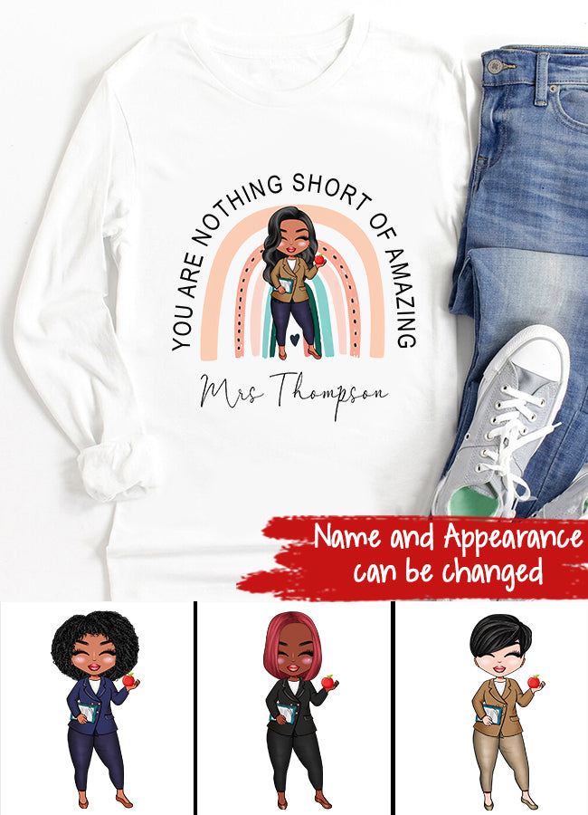 Personalised Teacher Shirt, Lockdown Teacher Gift, Personalised Teacher Gifts, Personalised Book Tee, Teaching Assistant Gift, Rainbow T-shirt