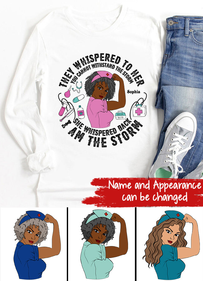 Personalized Nurse Gifts, Peace Love Nurse, They Whispered To Her, You Cannot Withstand The Storm. I Am The Storm,  Cotton Shirt For Women,Nurse Shirts For Work