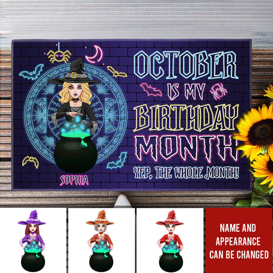 Personalized Doormat, October Girl, Queens are Born In October, October Birthday, Decor Home, Halloween Gift