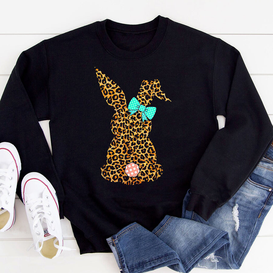 Easter Shirt Easter Leopard Bunny Rabbit Palm Sunday T-Shirt Funny Easter Gift For Girls And Women