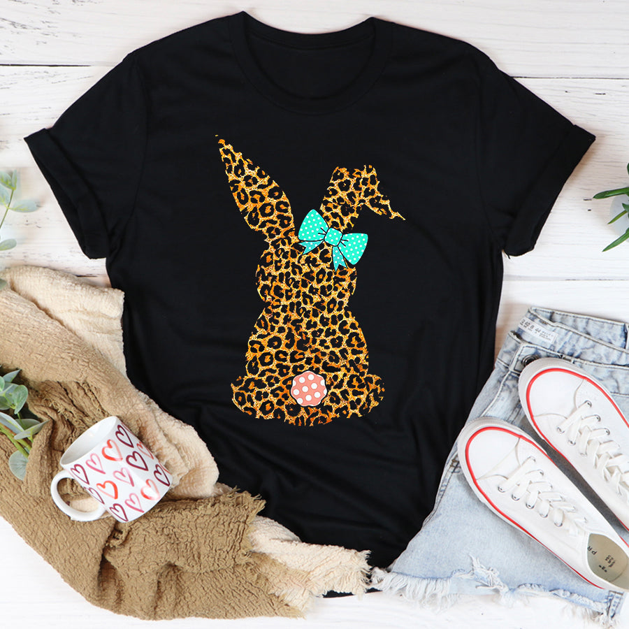 Easter Shirt Easter Leopard Bunny Rabbit Palm Sunday T-Shirt Funny Easter Gift For Girls And Women