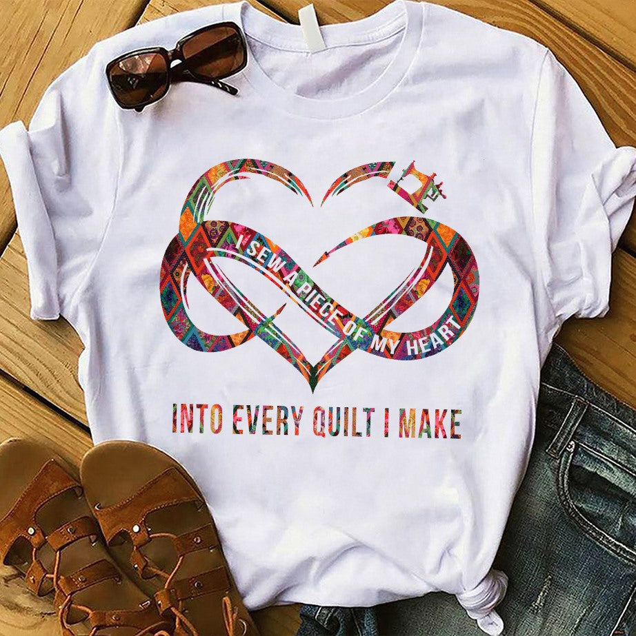 I sew a piece of my heart into every quilt i make sewing t shirt, hot trend t shirt, Sew Crafty, Sewing Lover Cotton Shirt For Women