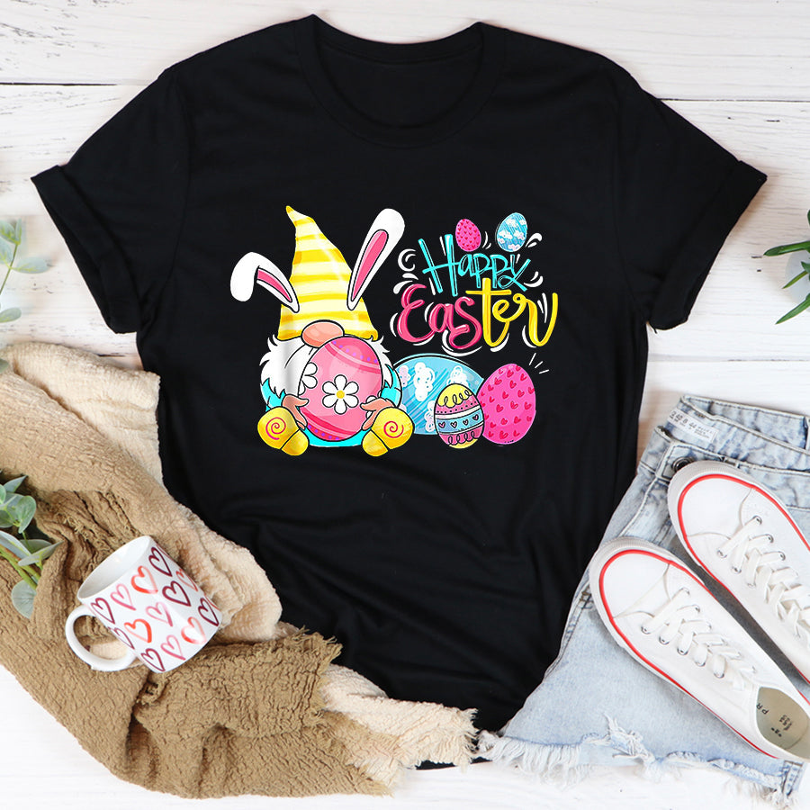 Easter Shirt Bunny Gnome Rabbit Eggs Hunting Happy Easter Day Funny T-Shirt Funny Easter Gift For Girls and Women